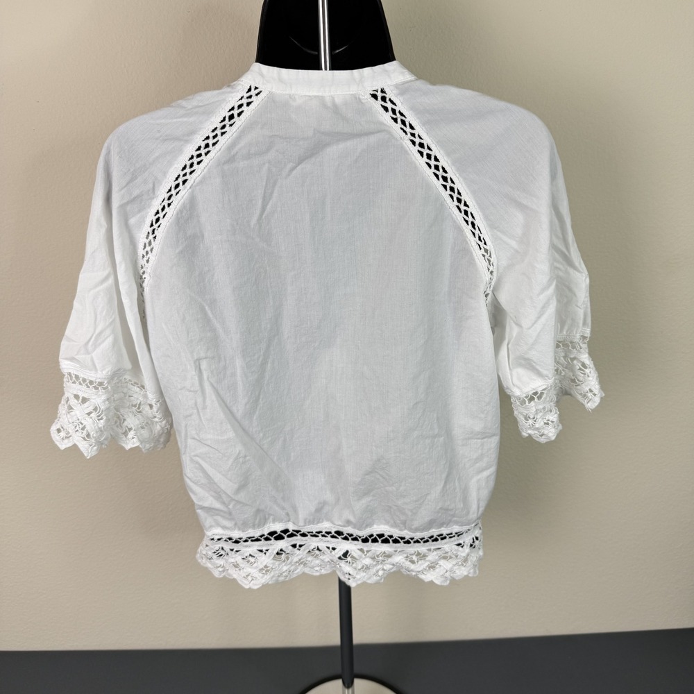 Old Molly Women's Embroidered Eyelet Cropped Boho Top White Size Small - Picture 5 of 5